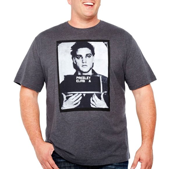 Elvis Presley Mug Shot Memphis 1956 Rock N Roll Official T-Shirt 2XLT B&T NWT - Picture 1 of 3